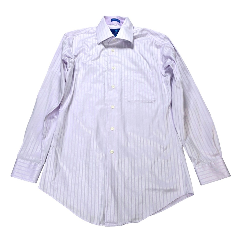 Egara Slim Fit Non-Iron Dress Shirt Men's 15 32-33 Lilac Stripes Egyptian Cotton